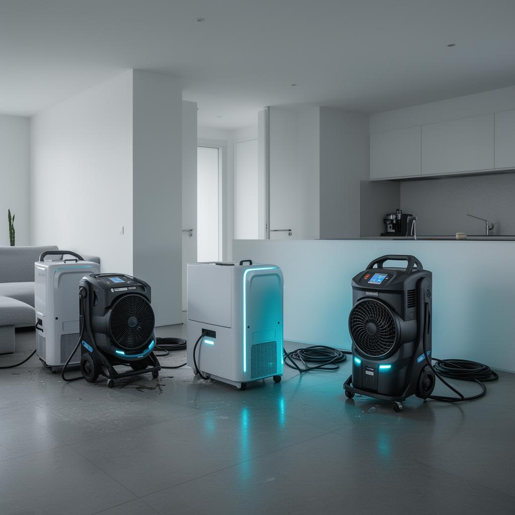 Technische Trocknungsgeräte in einem Wohnraum